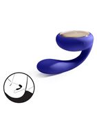 Синий вибромассажер для пар Tara Midnight Blue