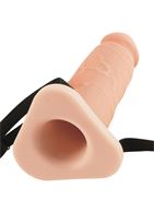 Телесный полый фаллоимитатор на ремешках Silicone Hollow Extension - 22,5 см.