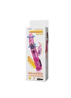 Розовый вибратор-ротатор Jelly vibrator with pearls - 21,5 см.