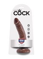Коричневый фаллоимитатор с присоской 7" King Cock (17,8 см)