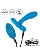 Голубой перезаряжаемый массажер простаты Silicone Remote Pulsing Pleaser (11,5 см)