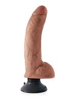 Кофейный вибромассажер со съемной присоской 9" Vibrating Cock with Balls (22,9 см)