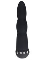 Черный вибратор WAVY WAND со стразами (14 см)