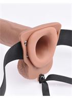 Кофейный перезаряжаемый фаллопротез 10 Hollow Strap-on with Remote - 21,6 см.
