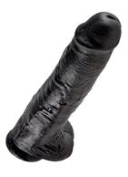 Черный фалоимитатор-гигант 11" Cock With Balls на присоске (28 см)