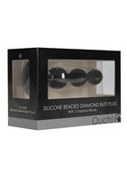 Черная анальная елочка с прозрачным стразом Beaded Diamond Butt Plug (11,4 см)