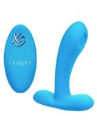 Голубой перезаряжаемый массажер простаты Silicone Remote Pulsing Pleaser (11,5 см)