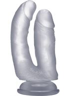 Прозрачный анально-вагинальный фаллоимитатор Realistic Double Cock 6,5 Inch - 16,5 см.