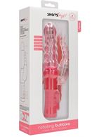 Розовый вибратор кролик Rotating Bubbles (23,2 см)