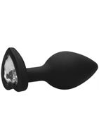 Черная анальная пробка с прозрачным стразом Diamond Heart Butt Plug (7,3 см)