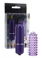 Фиолетовый мини-вибратор с насадкой Powerful Mini Massager (5 см)