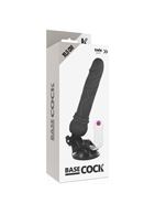 Черный вибратор Basecock Realistic Vibrator Remote Control на мощной присоске (19,5 см)