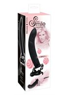 Чёрный полый страпон на регулируемых ремешках Smile Spicy
