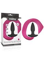 Черная анальная пробка с розовым хвостом Silicone Anal Plug with Pony Tail