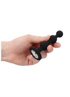 Черная анальная елочка с прозрачным стразом Beaded Diamond Butt Plug (11,4 см)