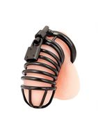 Черная металлическая клетка с замком Deluxe Chastity Cage