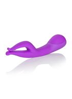 Фиолетовый вибромассажер Impress Dual Kiss со стимуляцией клитора - 15 см.