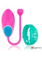 Розовое виброяйцо с зеленым пультом-часами Wearwatch Egg Wireless Watchme