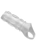 Насадка на пенис с кольцом для мошонки Clear Sensations Enhancer Sex Sleeve - 11,5 см.