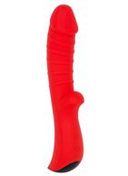 Красный вибратор Ribbed с рёбрышками (18 см)