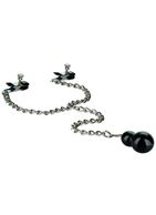 Зажимы для сосков с серебристой цепочкой и утяжелителем Weighted Dual Tier Nipple Clamps