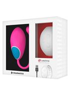 Розовое виброяйцо с белым пультом-часами Wearwatch Egg Wireless Watchme