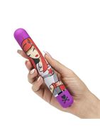 Фиолетовый вибратор с принтом CLASSIC VIBRATOR PURPLE DEVIL WOMAN - 18,4 см.