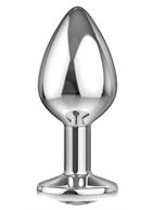 Большая серебристая анальная пробка Diamond Clear Sparkle Large с прозрачным кристаллом - 8 см.