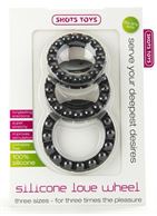 Чёрные эрекционные кольца Silicone Love Wheel 3 sizes с пупырышками (3 шт.)