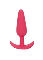 Розовая анальная пробка из силикона SMILING BUTT PLUG - 8,9 см.