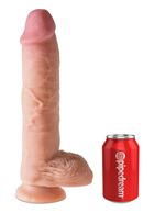 Телесный фаллоимитатор с мошонкой Dual Density 10 Fat Cock with Balls - 25,4 см
