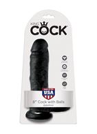 Чёрный фаллоимитатор 8 Cock with Balls - 21,3 см.