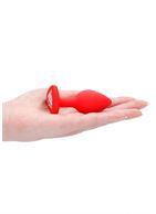 Красная анальная пробка с прозрачным стразом Diamond Heart Butt Plug (7,3 см)