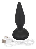 Чёрная вибропробка Vibro-Butt Plug with a Suction Cup (13,6 см)