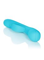 Голубой вибромассажер Impress Dove со стимуляцией клитора - 18 см.