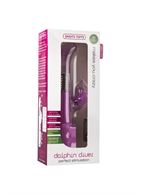 Розовый вибратор Dolphin Diver с клиторальным отростком - 22 см.