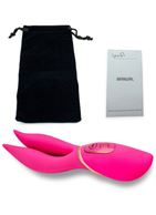 Розовый вибратор с 2 ушками Flower Core - 18,1 см.
