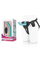 Голубая изогнутая насадка 6" Remote Control Ripple P-Spot G-Spot на черных трусиках (16 см)
