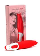 Красный вибратор Satisfyer - Power Flower с лепестками (18,8 см)