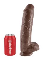 Коричневый фалоимитатор-гигант на присоске 11" Cock with Balls (28 см)