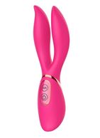 Розовый вибратор с 2 ушками Flower Core - 18,1 см.