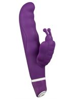 Фиолетовый вибростимулятор G-точки Smile G-Butterfly Vibrator с клиторальной бабочкой - 15,5 см.