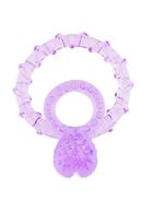 Фиолетовое кольцо с подхватом мошонки и клиторальным язычком BASICX TPR DOUBLE COCKRING