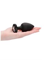 Черная анальная пробка с прозрачным стразом Extra Large Diamond Heart Butt Plug (9,5 см)