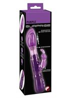 Фиолетовый вибратор с ротацией и клиторальной стимуляцией Purple Surprise - 24,5 см.