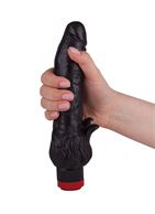 Чёрный вибратор с клиторальными лепестками (18,5 см)