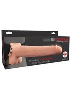 Телесный перезаряжаемый вибрострапон 11 Hollow Rechargeable Strap-on with Balls - 30 см.
