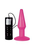 Розовая анальная пробка с вибрацией Brutal Pink Plug Medium (14 см)