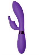 Фиолетовый вибратор Yonce с клиторальным зайчиком (20,5 см)