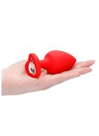 Красная анальная пробка с прозрачным стразом Extra Large Diamond Heart Butt Plug (9,5 см)